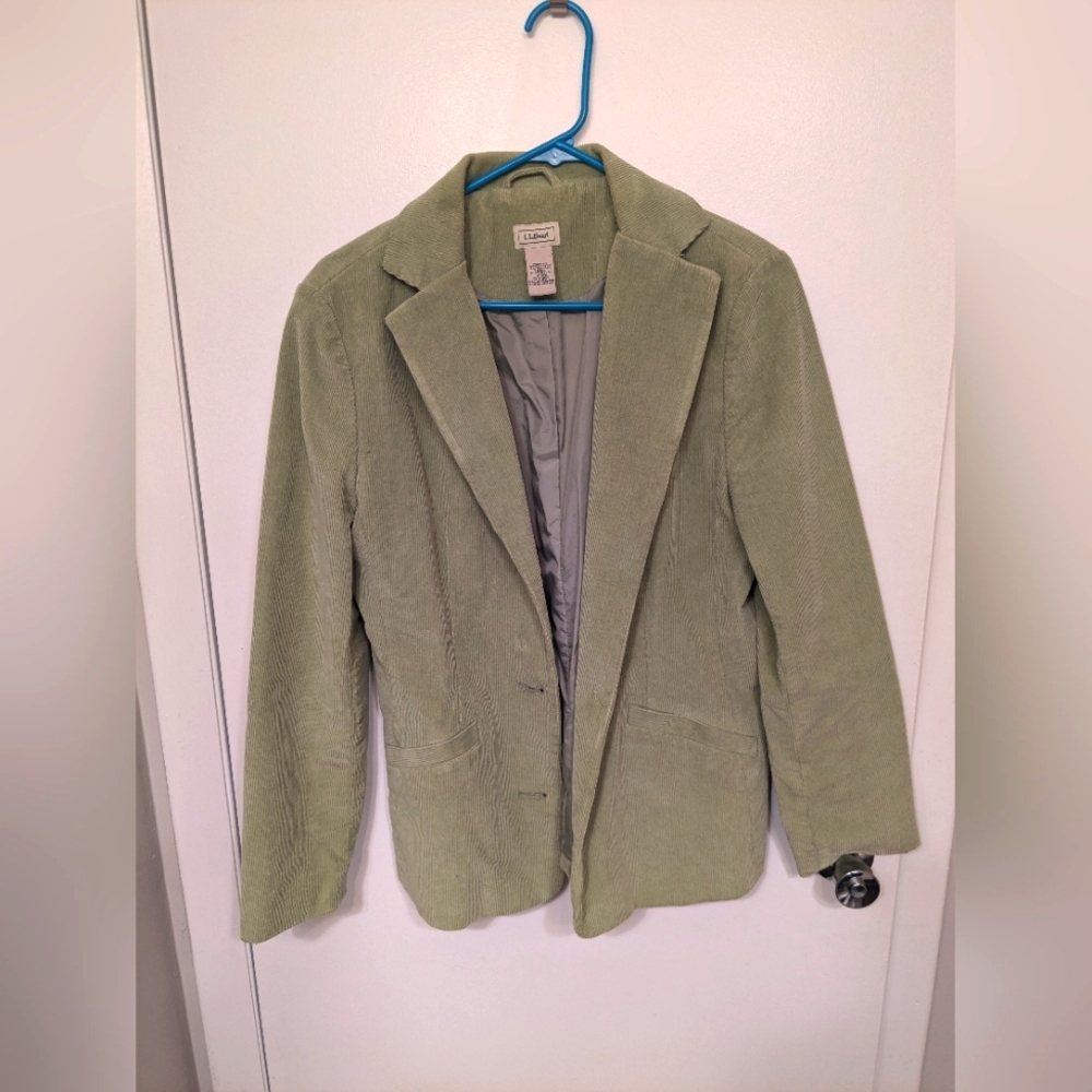 🌿 VINTAGE Light Green L.L. Bean Corduroy Cotton Jacket, SZ 8 Regular, Medium